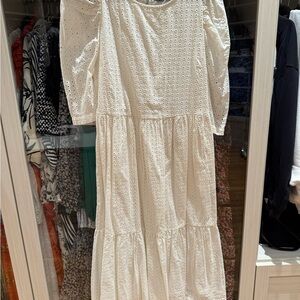 a new day White Long Sleeve Eyelet Dress